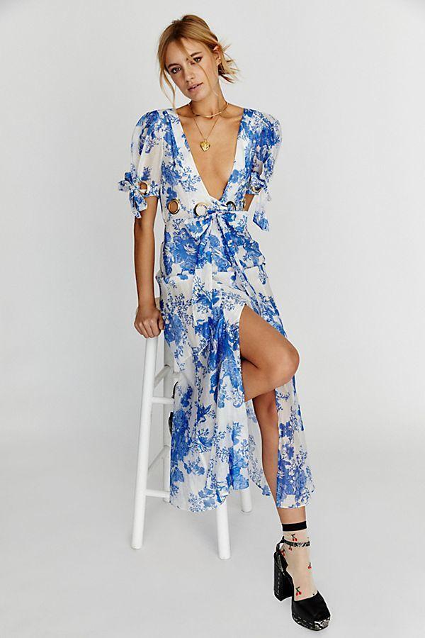 Alice Mccall Only Everything blue and white silk midi dress Size 6 - Image 2