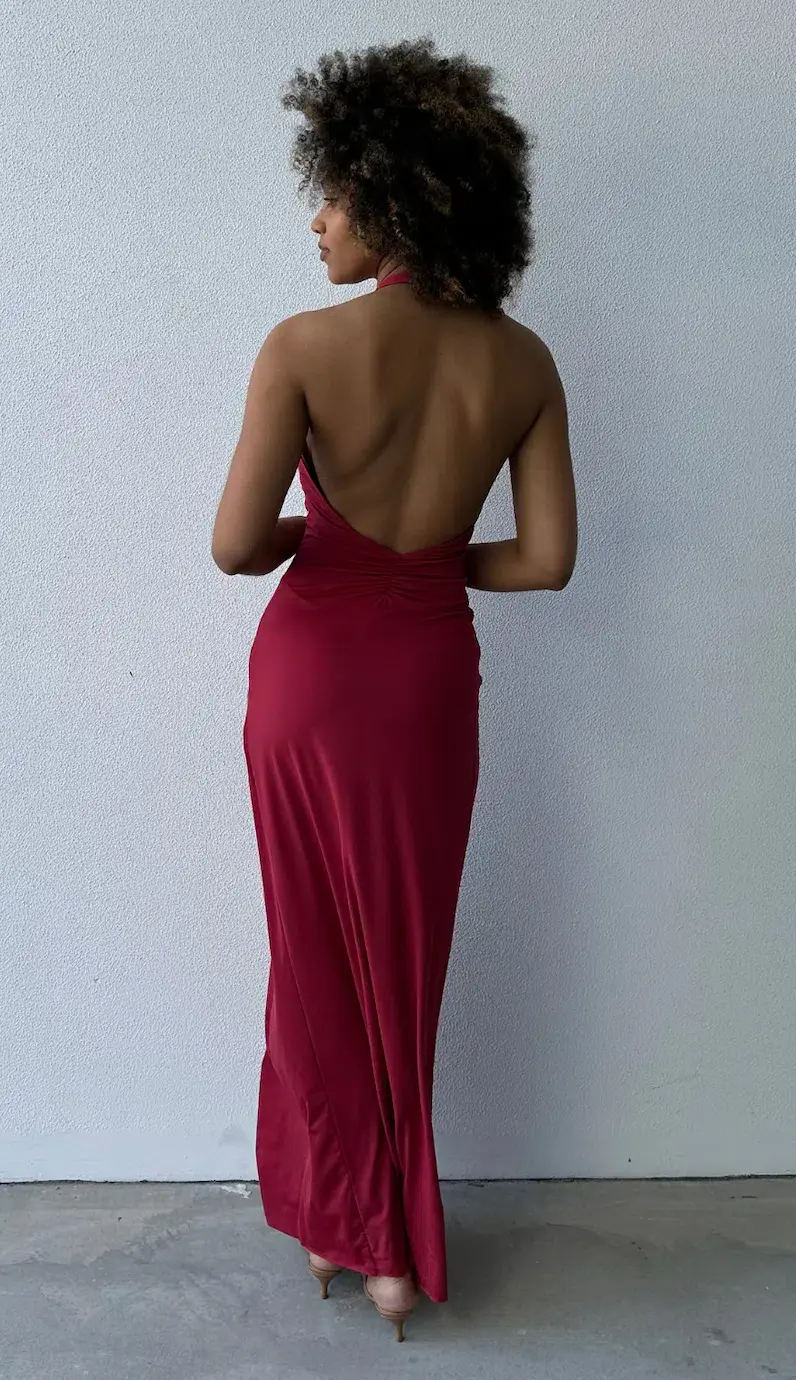 SUSIE PLUNGE MAXI DRESS | CHERRY - Image 2