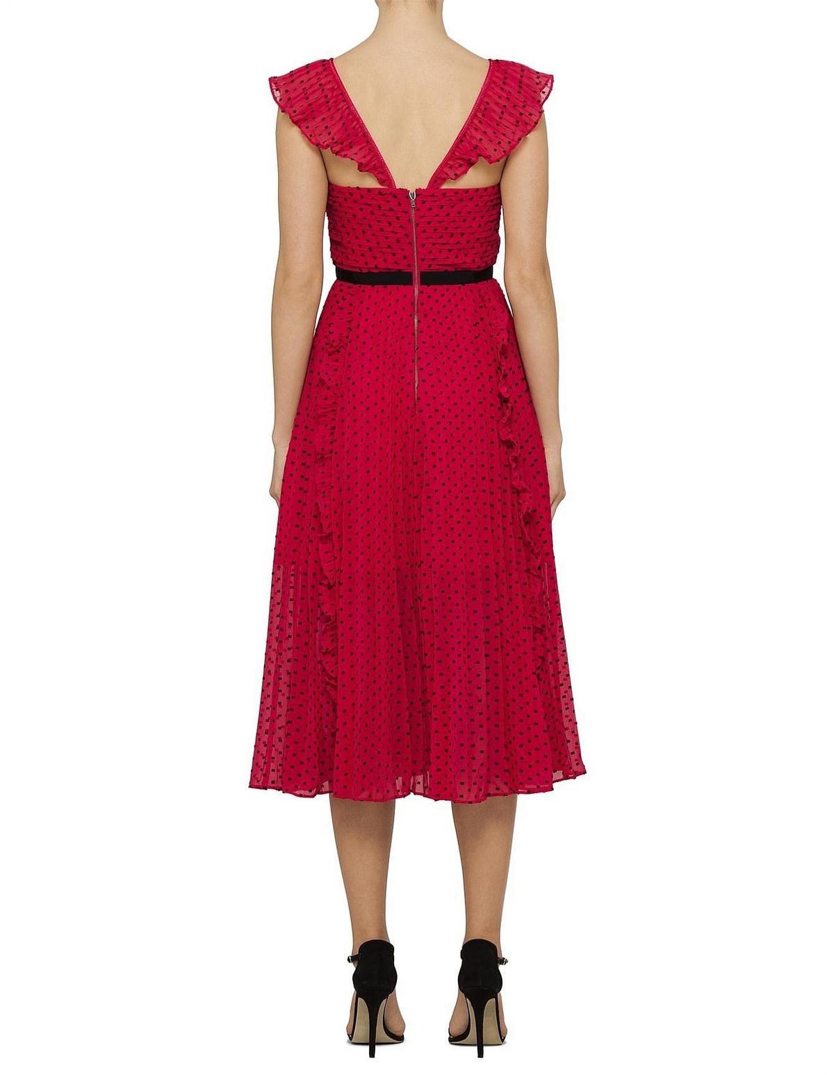 Self portrait fuchsia polka dot midi dress Size 10 - Image 2