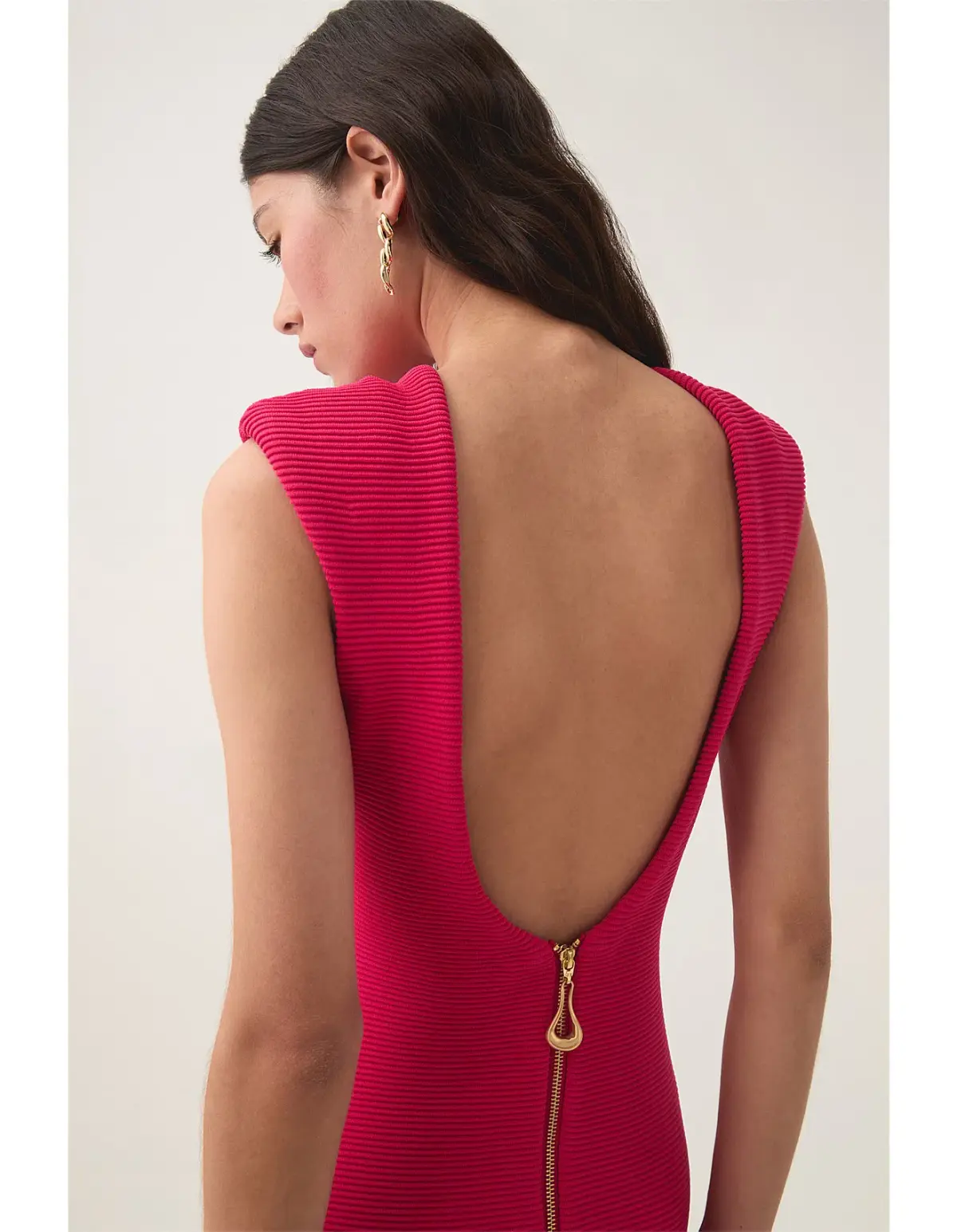 Aje / Rushes Raffia Knit Midi / Deep Fuchsia/ size Small (8) - Image 5
