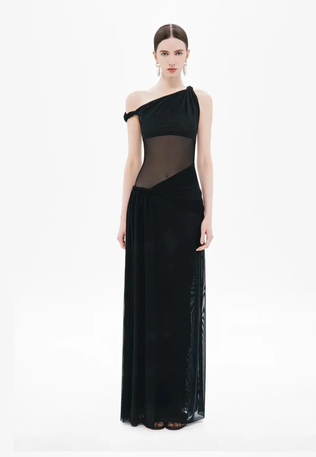 Misha Sisal Mesh Maxi Dress in Black - Image 1