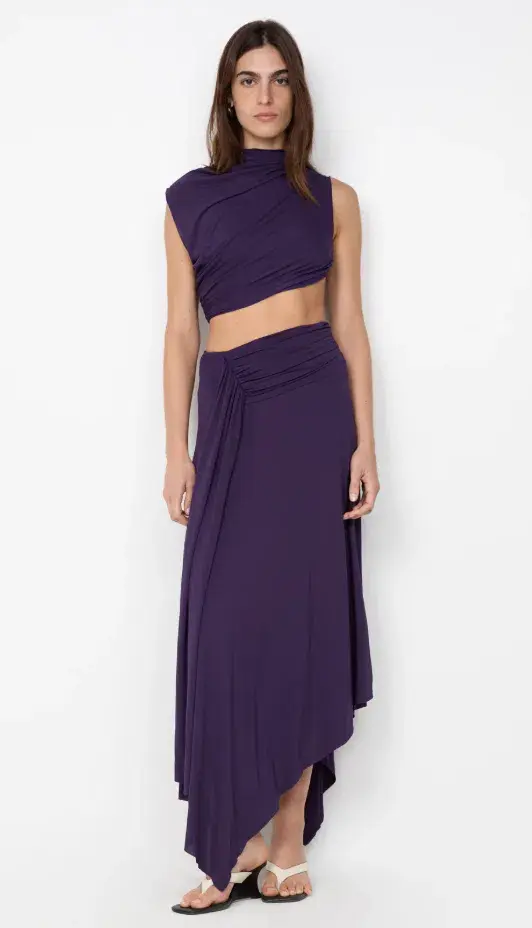 Bec & Bridge LEILAH DRAPE MIDI DRESS DEEP VIOLET Size 6 - Image 3