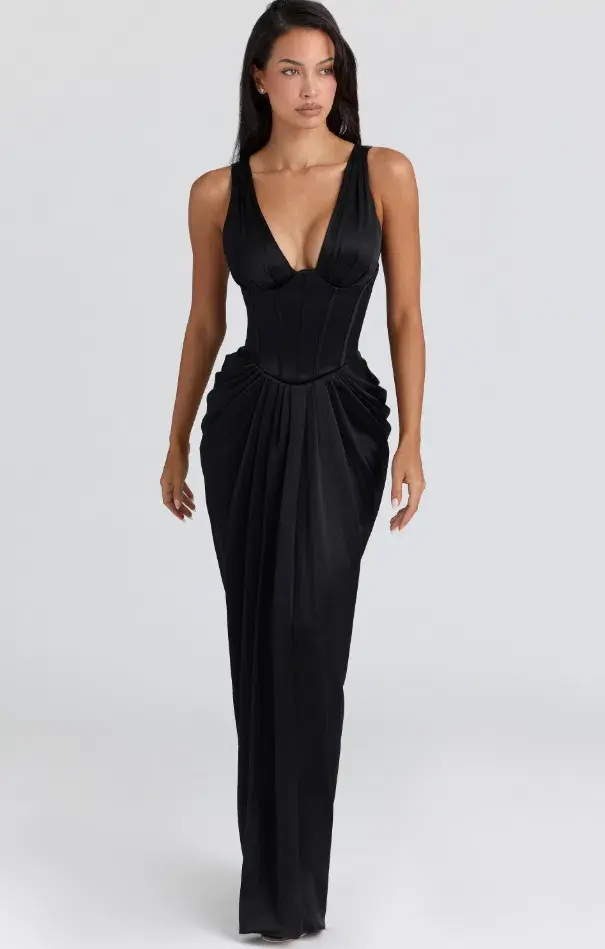 House of CB Angeline black satin hourglass maxi dress - limited edition Size S - Image 2