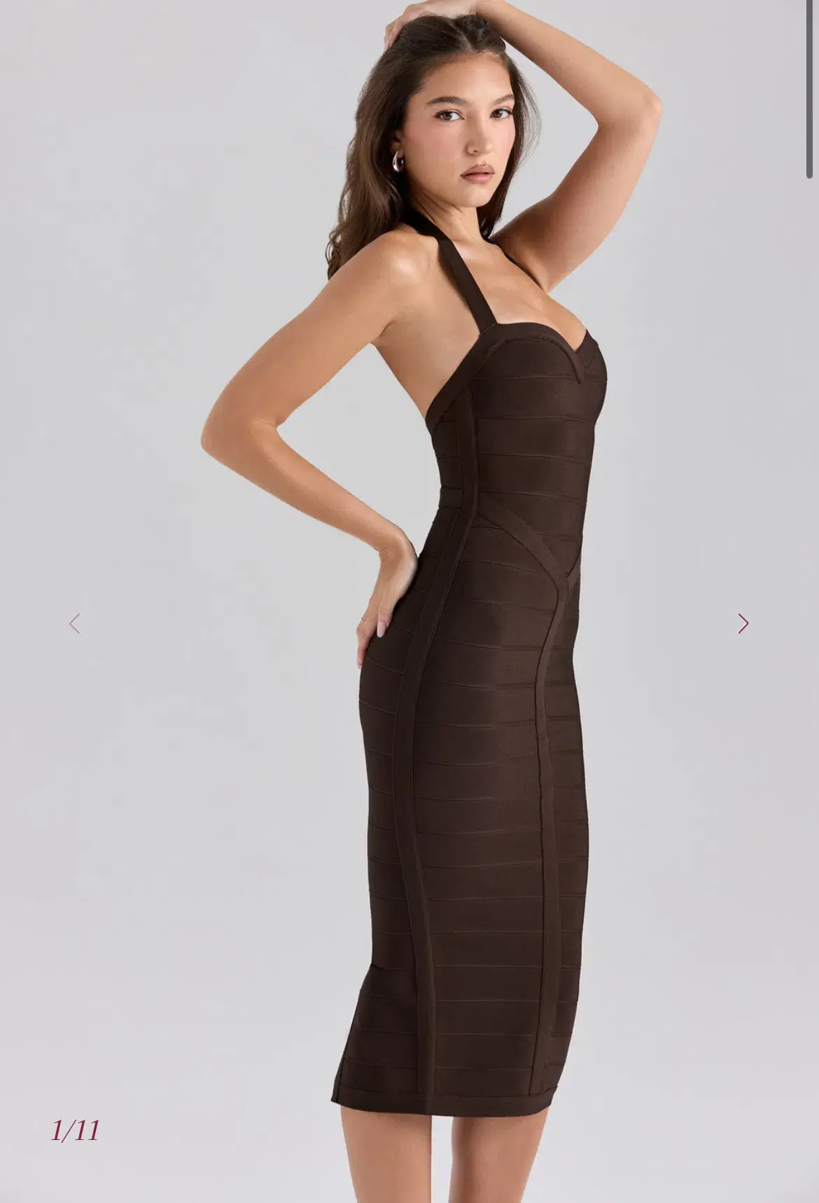 House of cb THE SUPERMODEL Chocolate Halter Midi Bandage Dress Size S - Image 3
