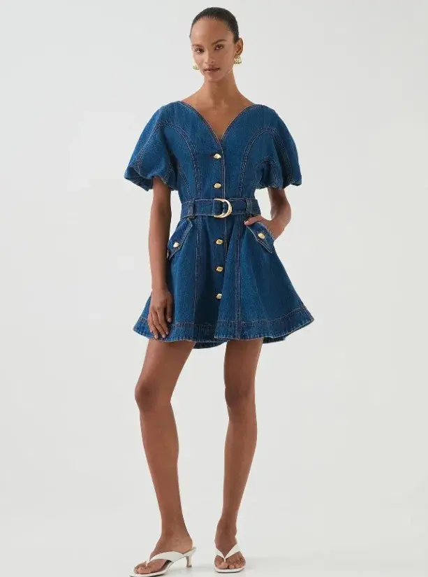 AJE Harper Denim Mini Dress Size AU8 - Image 1