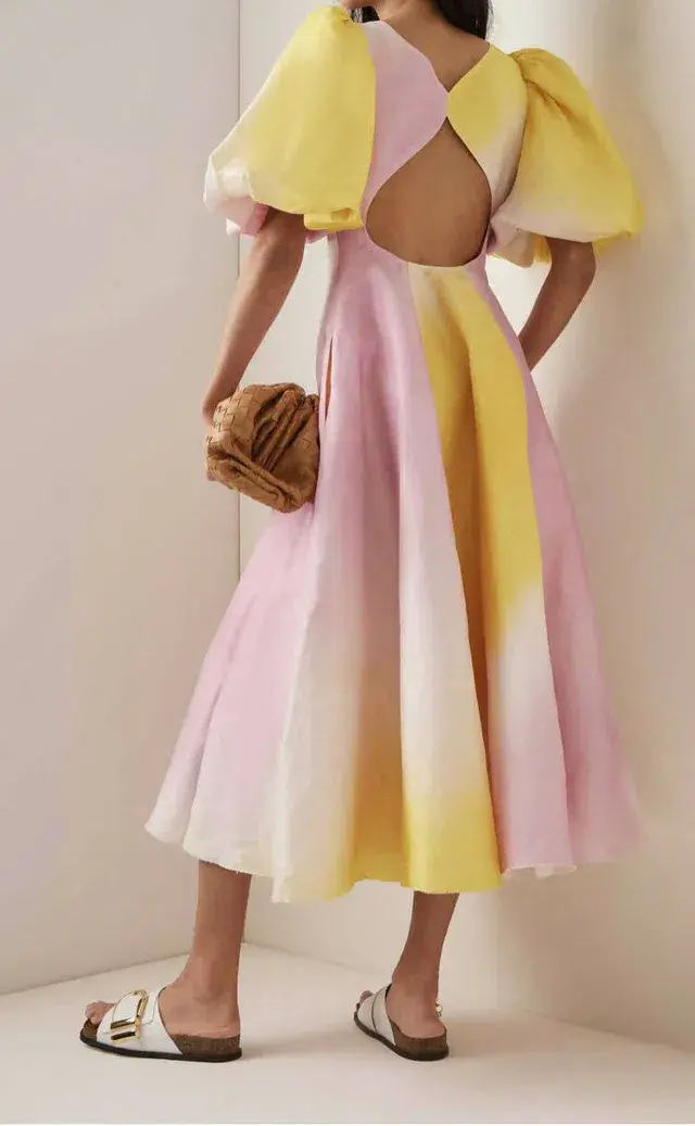 Aje Cloud Burst Midi Dress Multi Size 14 - Image 4