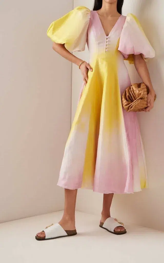 Aje Cloud Burst Midi Dress Multi Size 14 - Image 3