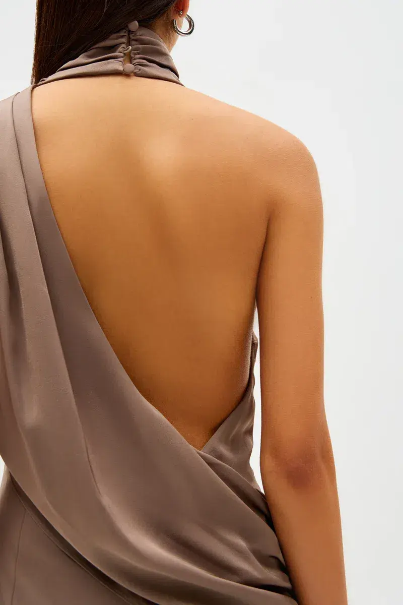 MISHA Constantina Satin Gown in Iron Grey, Size M / 10 - Image 4