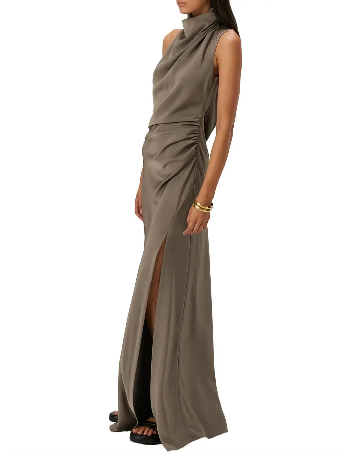 MISHA Constantina Satin Gown in Iron Grey, Size M / 10 - Image 5