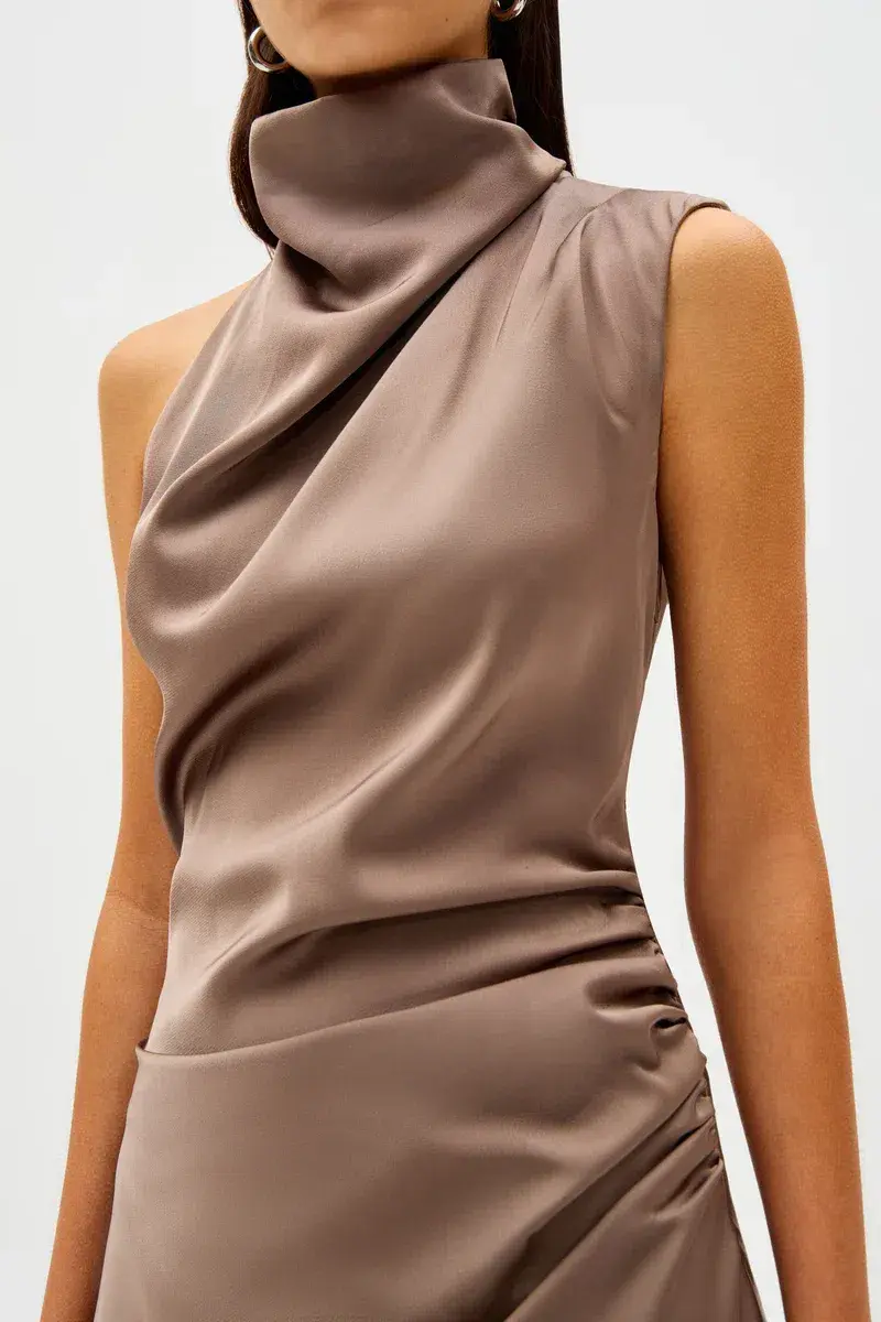 MISHA Constantina Satin Gown in Iron Grey, Size M / 10 - Image 5