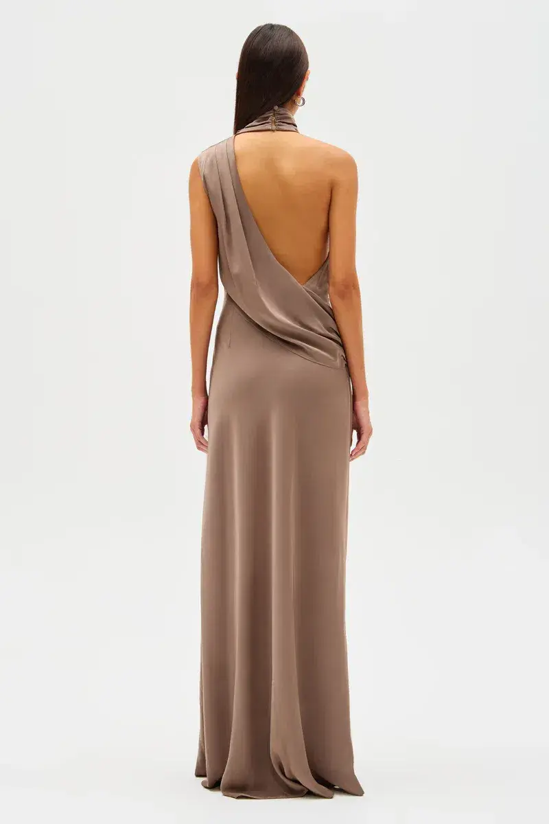 MISHA Constantina Satin Gown in Iron Grey, Size M / 10 - Image 2