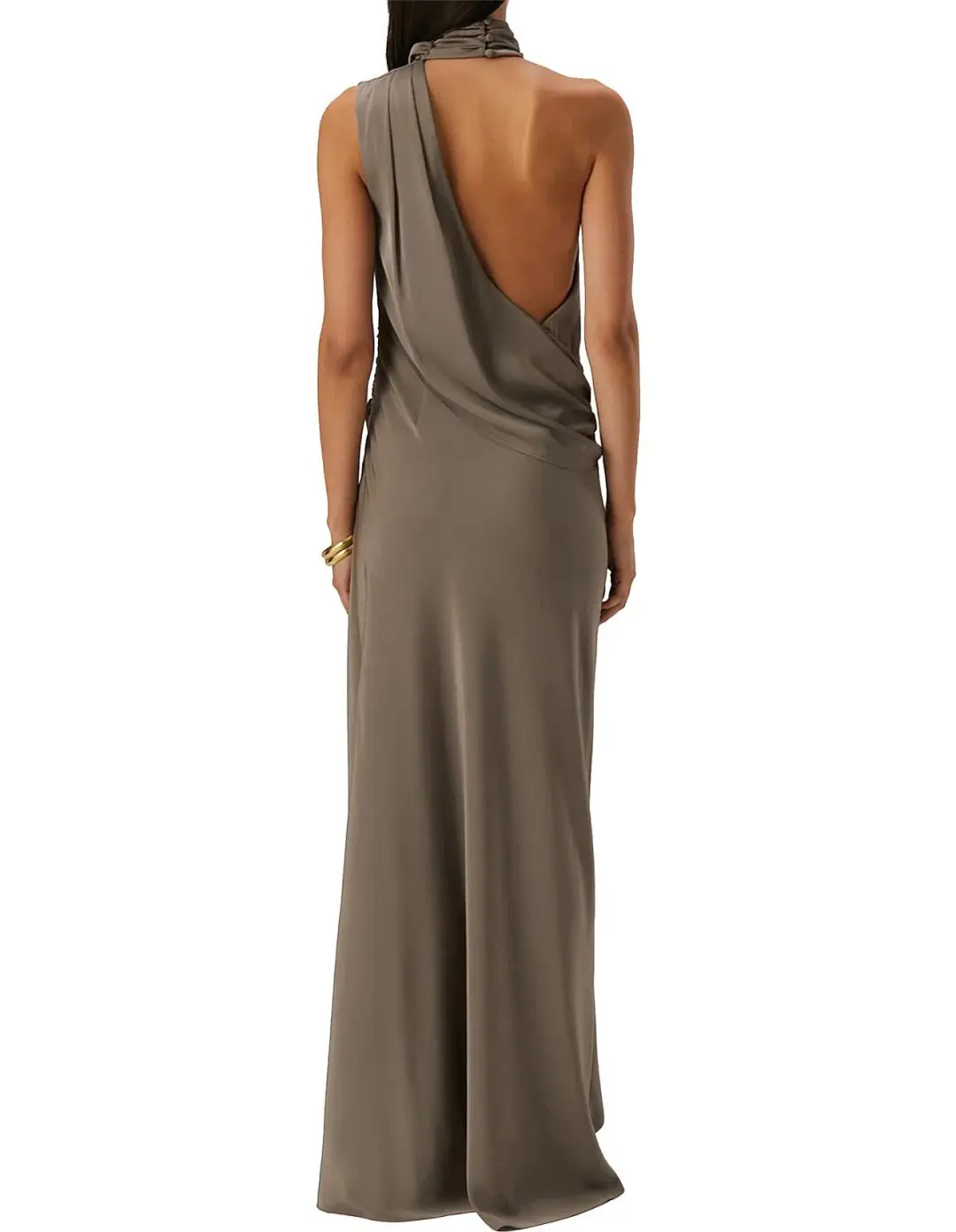 MISHA Constantina Satin Gown in Iron Grey, Size M / 10 for rent on The Volte - main image