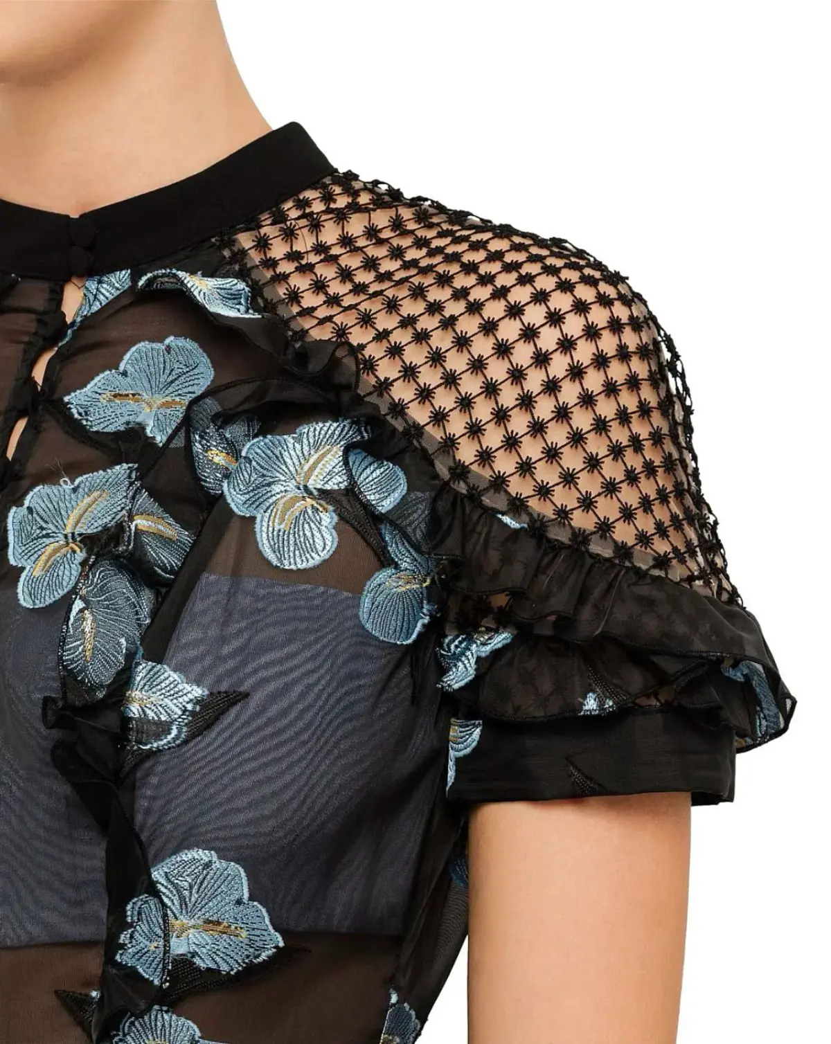 Self Portriat Fil Coupe Open Back Cape Mini Dress - Image 4