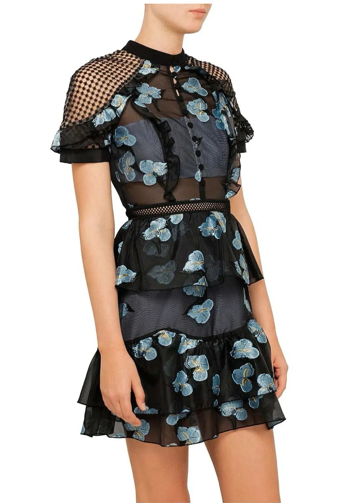 Self Portriat Fil Coupe Open Back Cape Mini Dress - Image 3