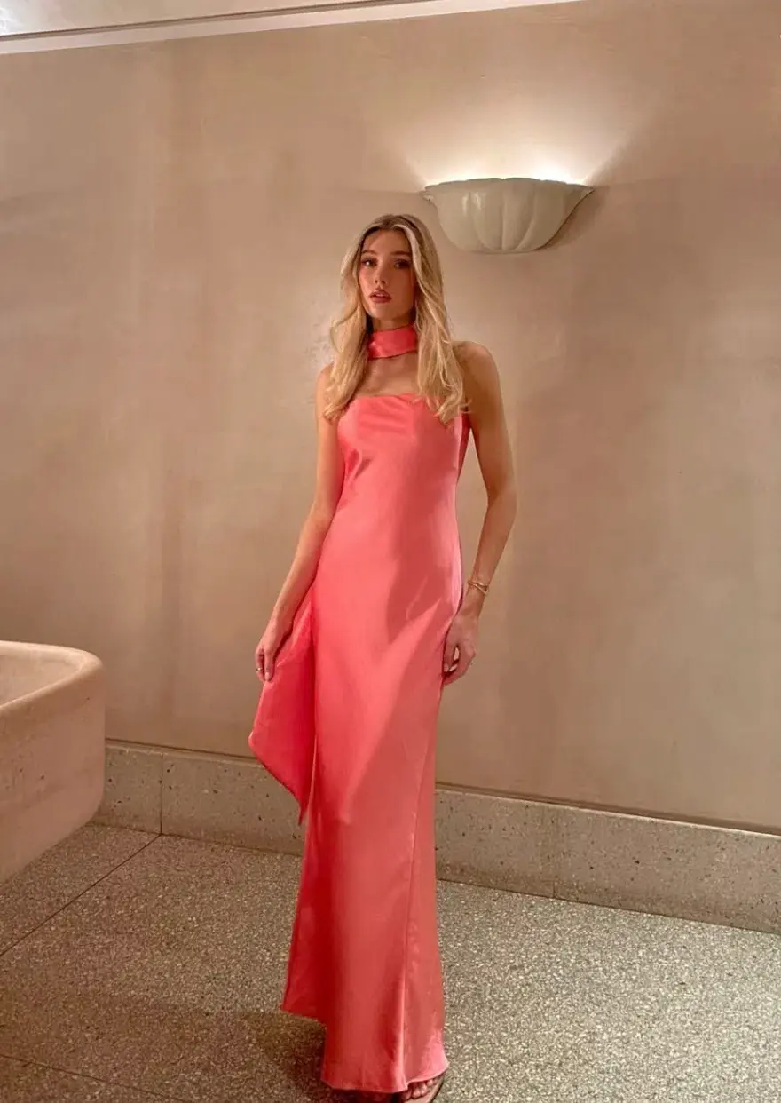 Lilia Sash Neck Maxi Coral Size 10 - Image 1