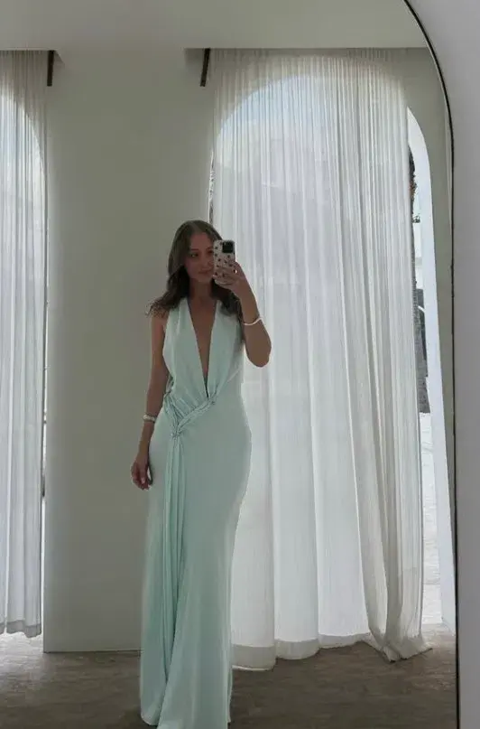 Misha Collection The Harlow Satin Maxi Dress in Ice Blue Size Small / 8 AU - Image 7