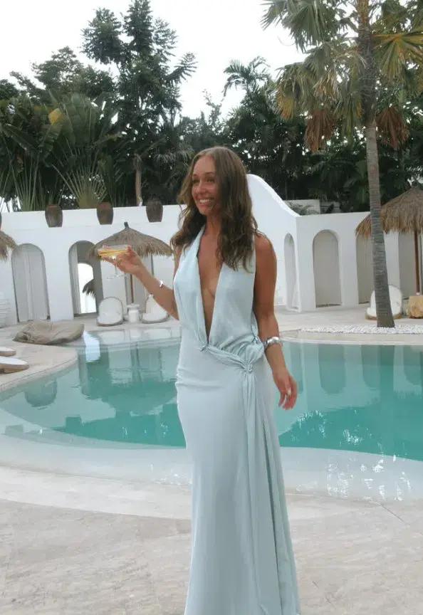 Misha Collection The Harlow Satin Maxi Dress in Ice Blue Size Small / 8 AU - Image 4