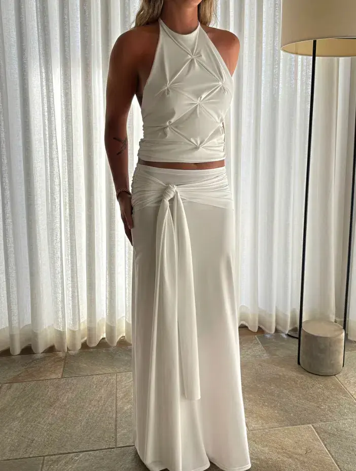 Donna's Daughter, Suki set, maxi, white, size 8 for rent on The Volte - main image