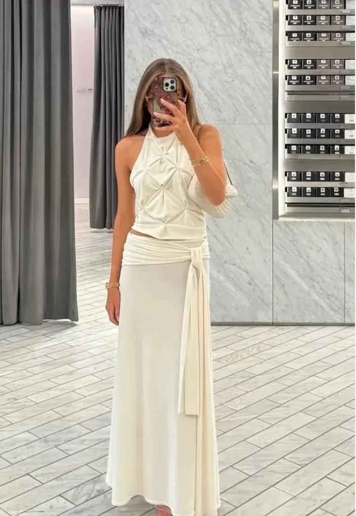 Donna's Daughter, Suki set, maxi, white, size 8 for rent on The Volte - main image