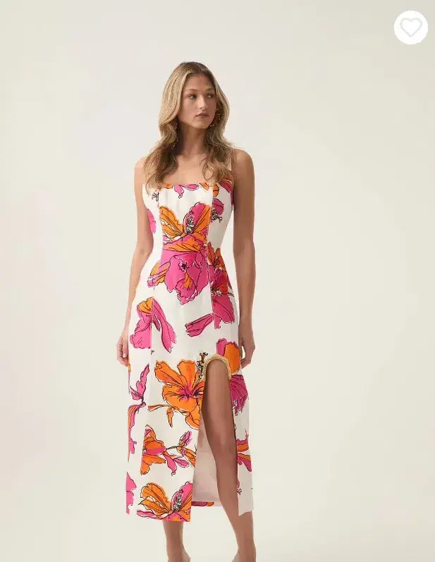 Aje Flourish Midi Dress Vivid Hibiscus Size 8 - Image 1