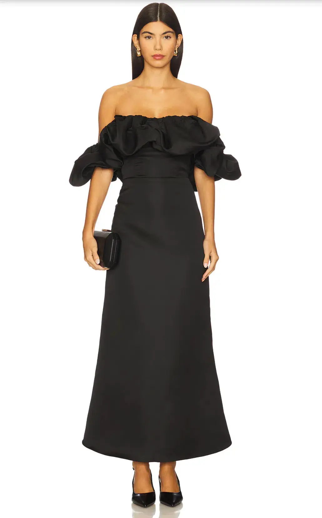 Elliatt Sharon Off The Shoulder Midi Dress in Black XL / AU 14 for rent on The Volte - main image