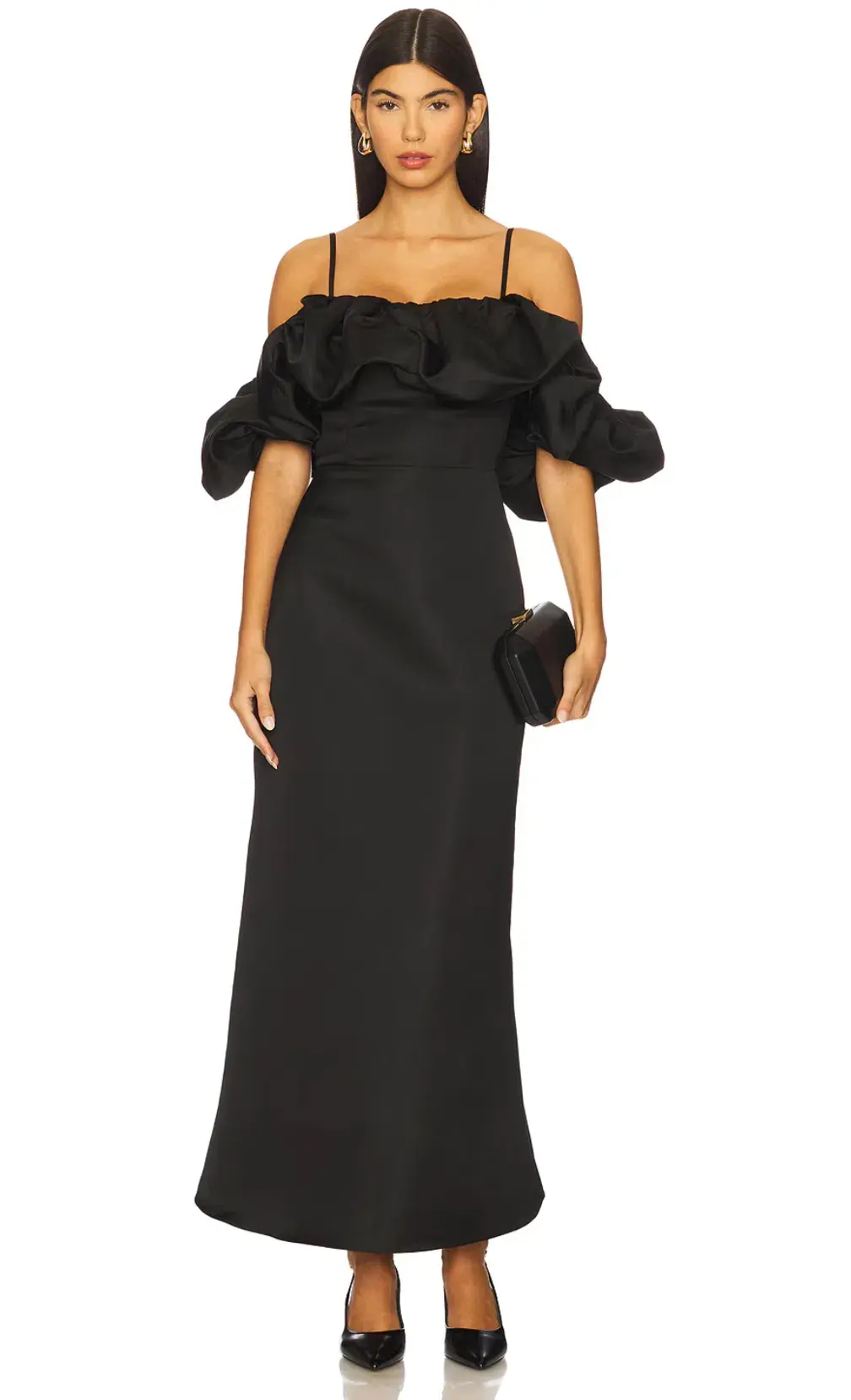 Elliatt Sharon Off The Shoulder Midi Dress in Black XL / AU 14 for rent on The Volte - main image