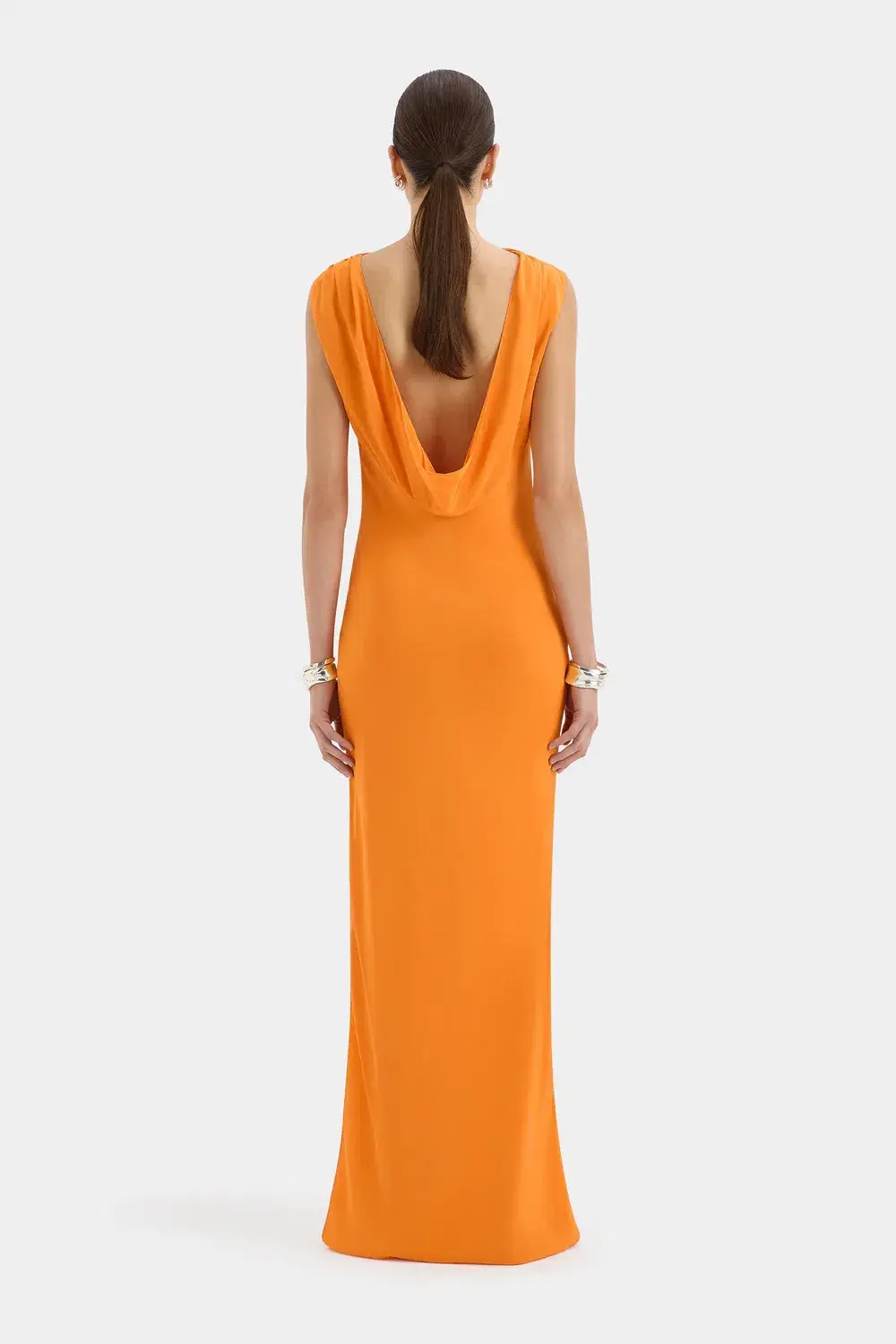 Sir Isla Cowl Back Gown in Orange Size 8 for rent on The Volte - main image