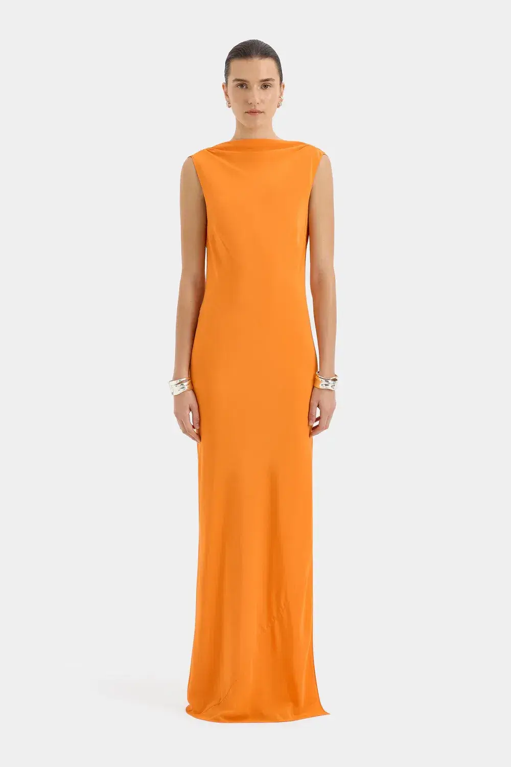 Sir Isla Cowl Back Gown in Orange Size 6 for rent on The Volte - main image