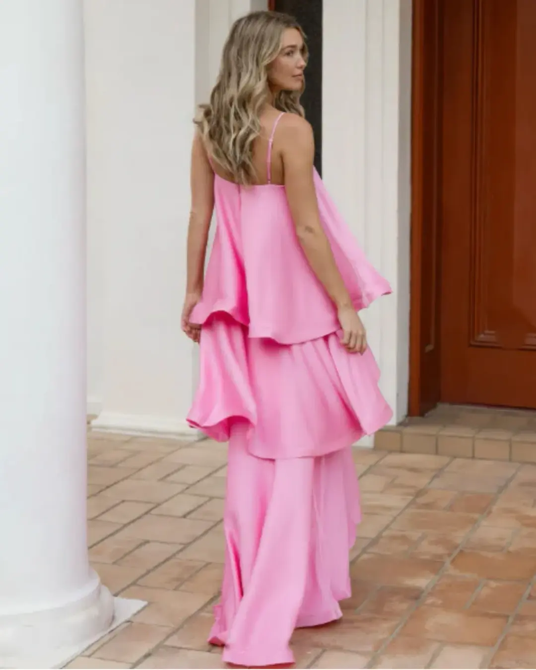 Elliatt Tilly Tiered Maxi Dress Pink Size 10 for rent on The Volte - main image