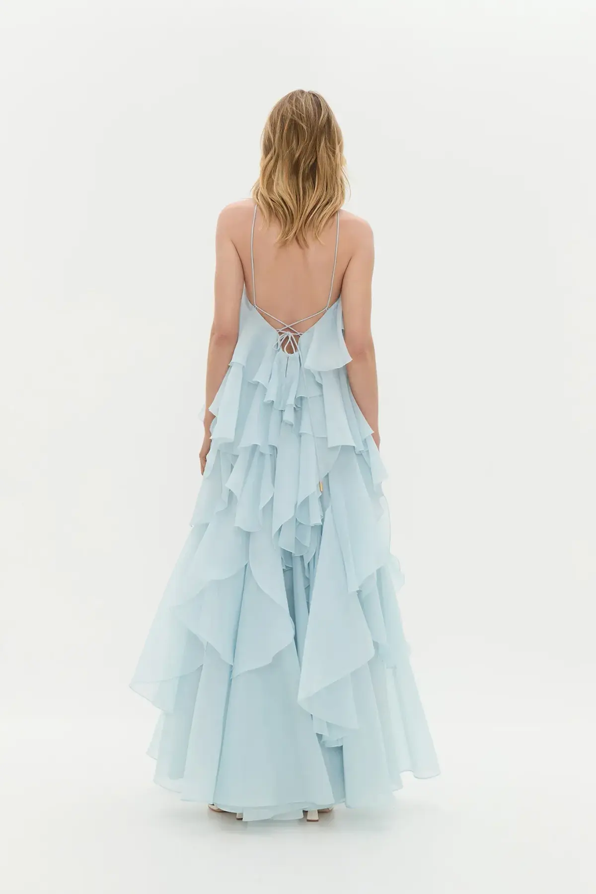 Aje Pandorea Layered Maxi Dress Silver Blue Size AU 8 - Image 5