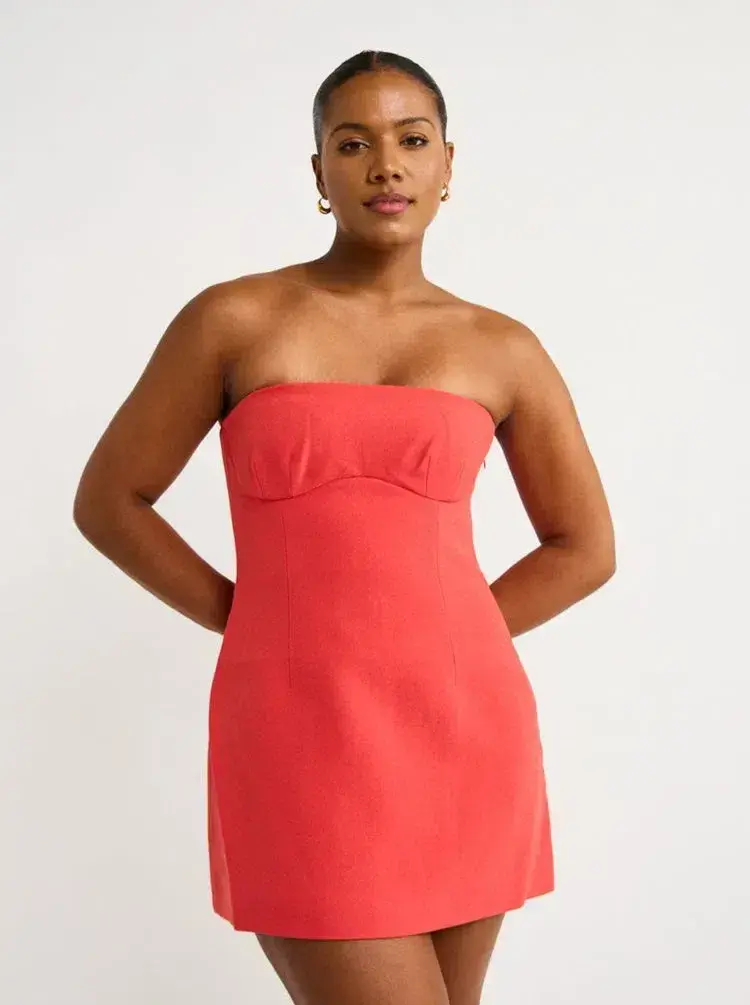 SIR THE LABEL SPOERRI SCULPTURED MINI DRESS IN RED SIZE 0 - Image 2