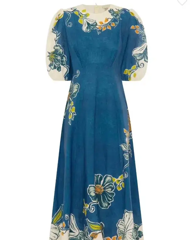 Alemais Luda Midi Dress Blue Floral Size 8 for rent on The Volte - main image