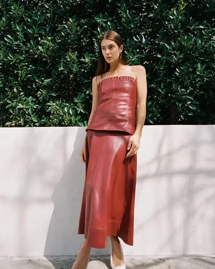  Aje Stanhope Vegan Leather Corset Top Burgundy Size AU 6 / XS - Image 7