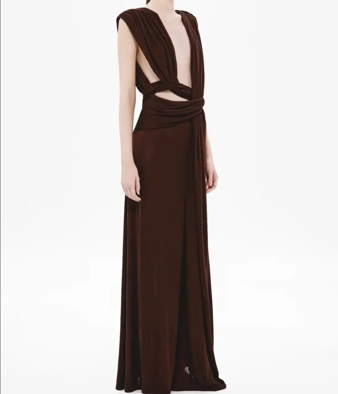 Misha The 'Naomi' Draped Rib Dress Chocolate for rent on The Volte - main image