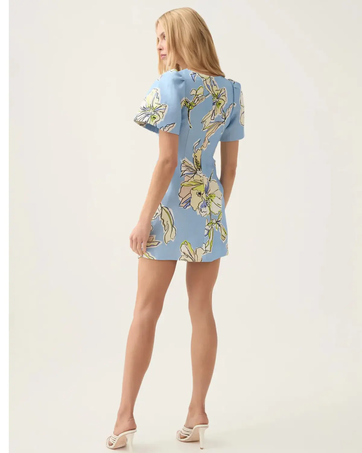 Aje Presence Twisted Mini Dress Blue Hibiscus Size AU 12 - Image 2