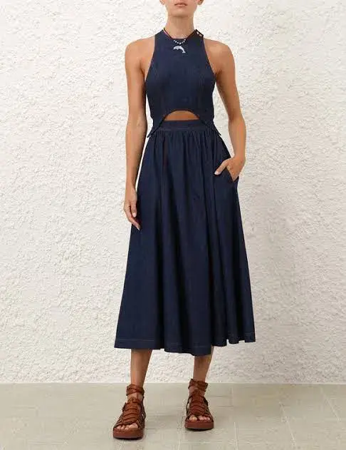 Zimmermann The Denim Racer Dress in Ink  for rent on The Volte - main image