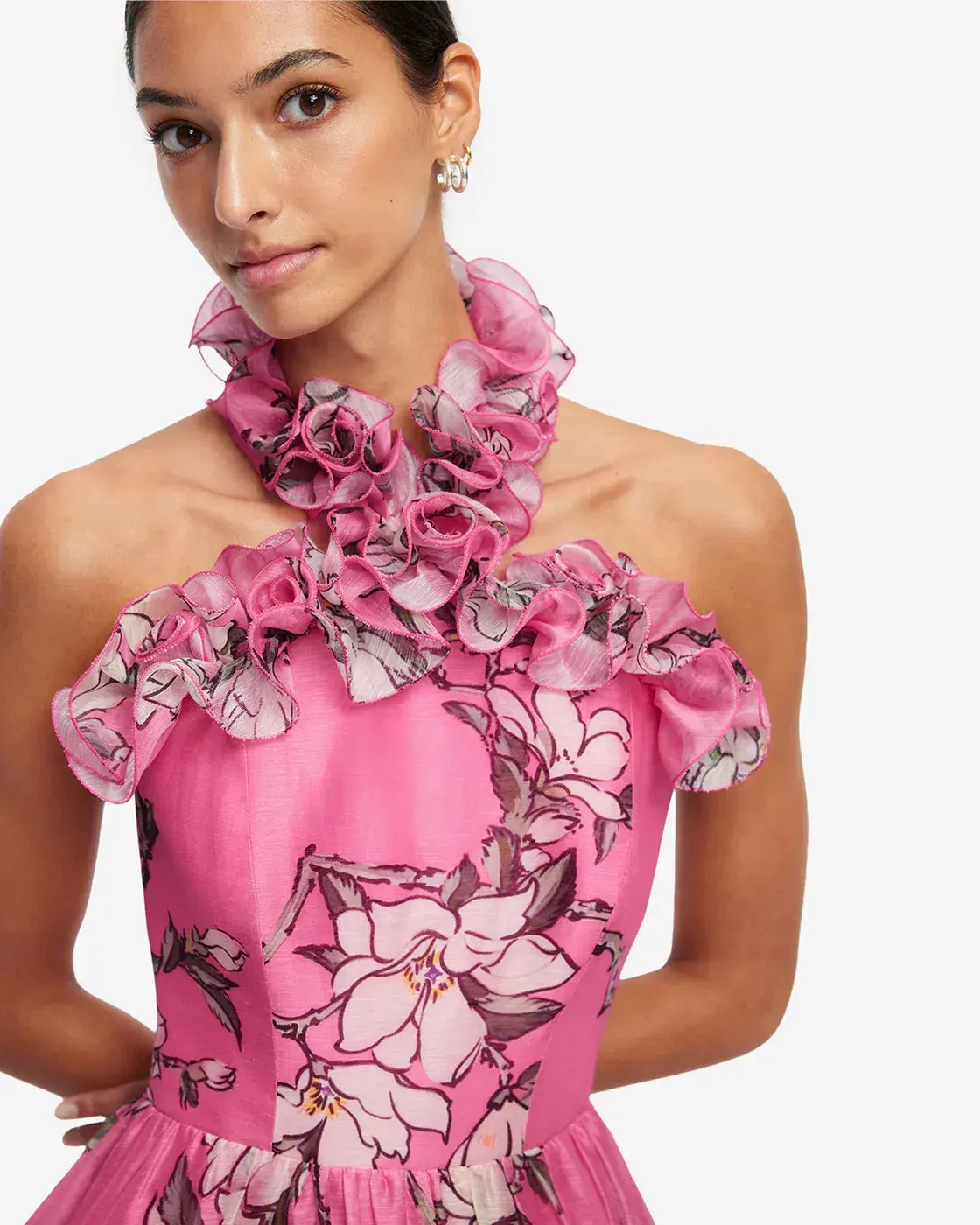 Leo Lin Isabelle Ruffled Halterneck Maxi Dress Size 8 - Image 3