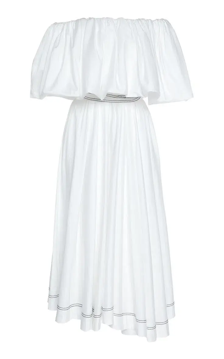 Prima Puff Midi Dress White for rent on The Volte - main image