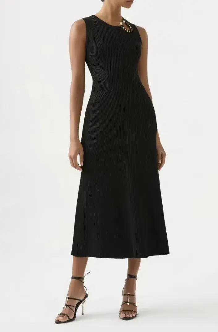 Aje Crescent Midi Dress Black - Small - Image 1