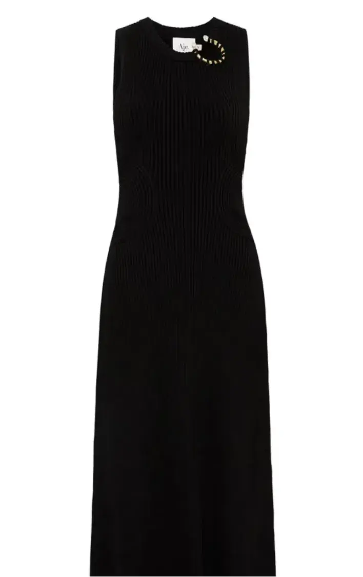 Aje Crescent Midi Dress Black - Small - Image 4