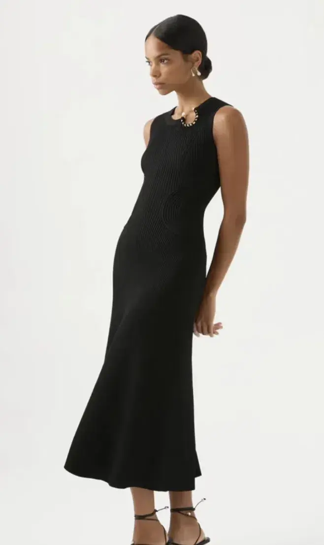 Aje Crescent Midi Dress Black - Small for rent on The Volte - main image