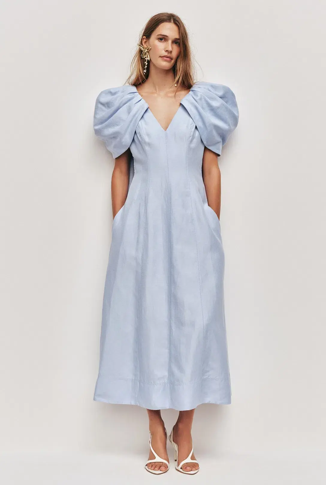 Aje Bisou Midi Dress in Pale Blue - Size 8  - Image 1