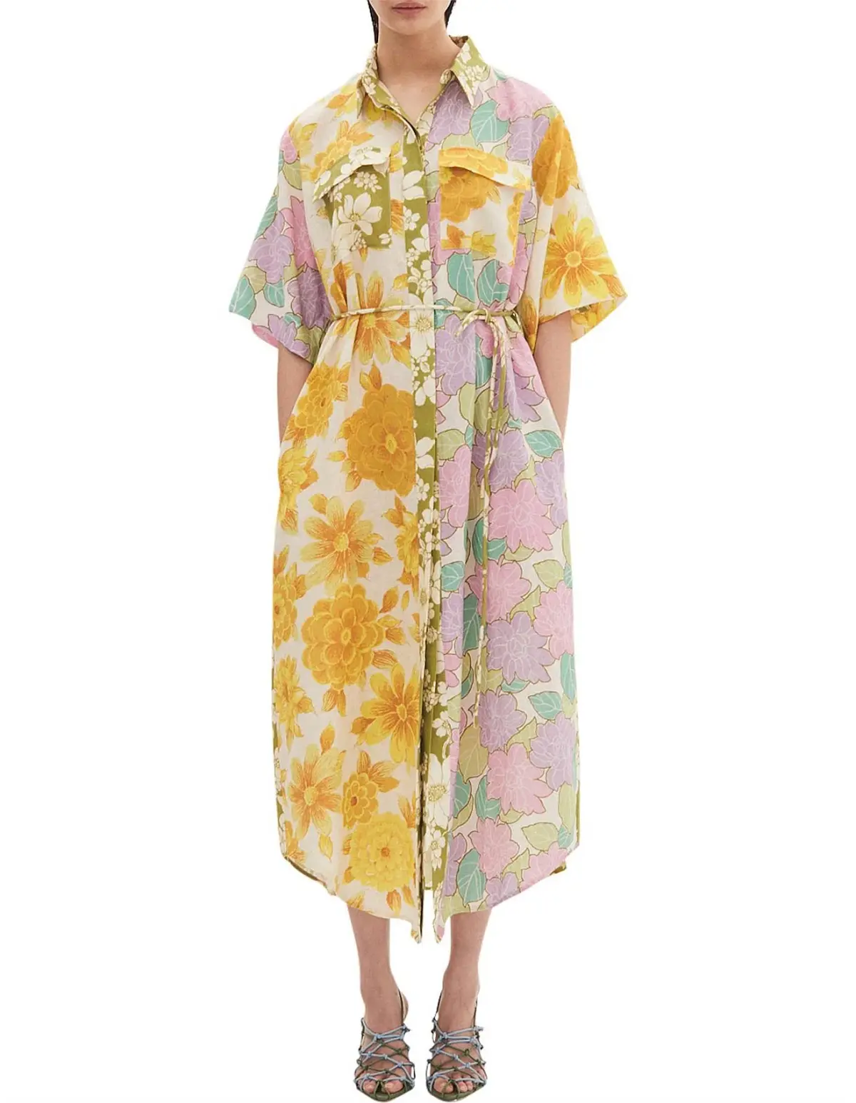 Elora Patchwork Shirt Dress - Image 1