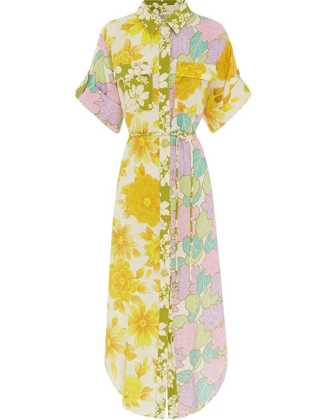 Elora Patchwork Shirt Dress for rent on The Volte - main image