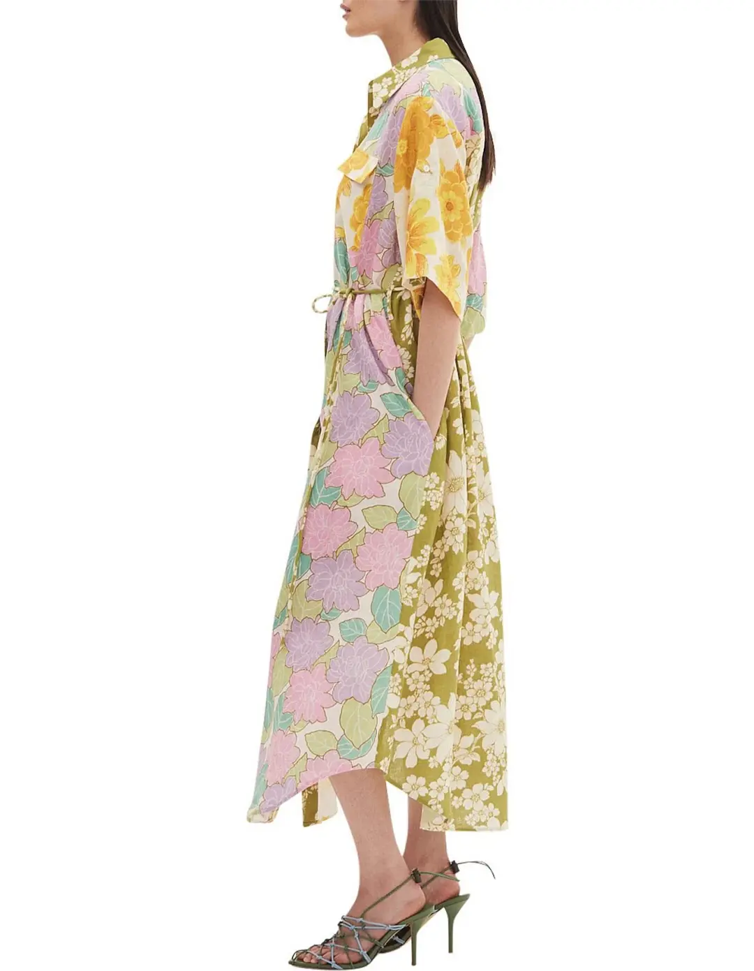 Elora Patchwork Shirt Dress for rent on The Volte - main image