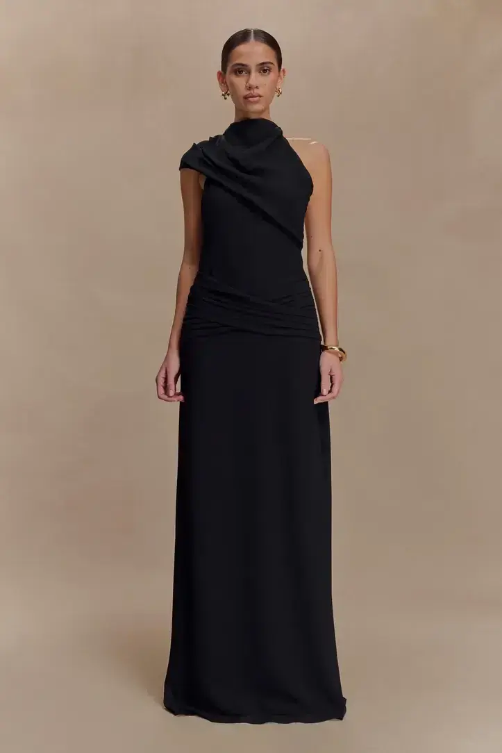 Meshki Analia Black Chiffon Maxi Dress for rent on The Volte - main image