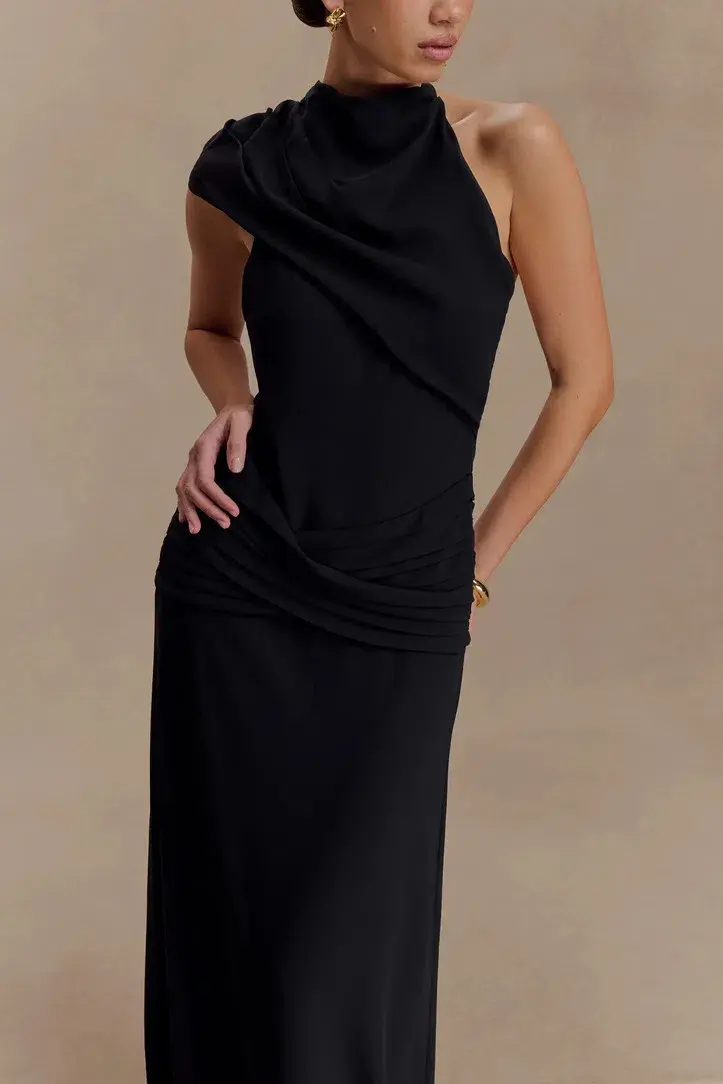 Meshki Analia Black Chiffon Maxi Dress - Image 5