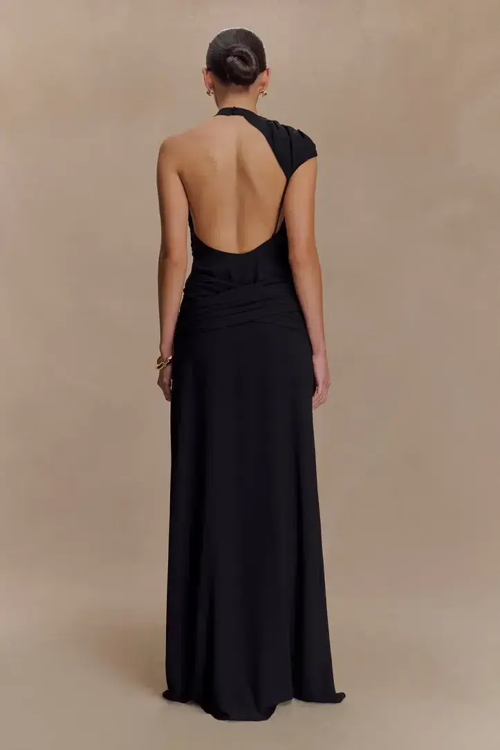 Meshki Analia Black Chiffon Maxi Dress - Image 2
