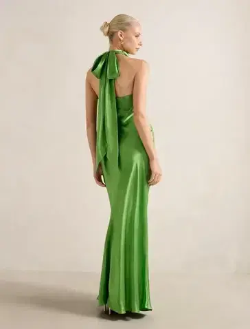 Clementine High Neck Satin Maxi Dress Size 12 for rent on The Volte - main image