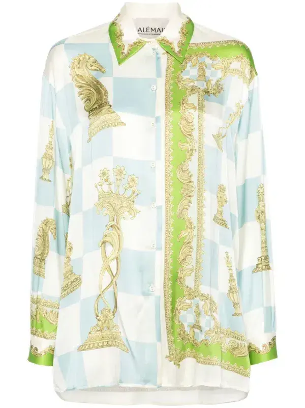 Check mate silk shirt for rent on The Volte - main image